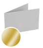 Klapp-Visitenkarten quer 5/5 farbig mit einseitigem vollflächigem UV-Lack <br>beidseitig bedruckt (CMYK 4-farbig + 1 Gold-Sonderfarbe)