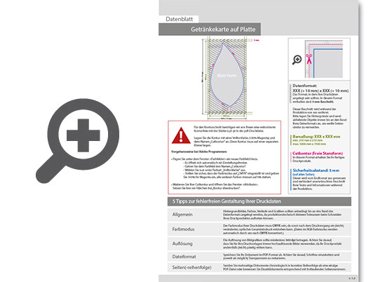 Product Bild getr__nkekarte_auf_platte_in_blatt-form_konturgefr__st___einseitig_4_0-farbig_bedruckt